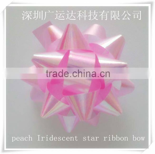 Blue Holographic PET Star Bows Ribbon for Outdoor Decoration or wrapping