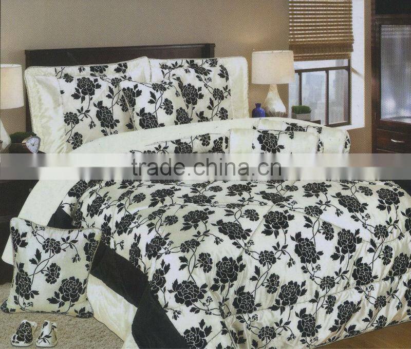 flocked polyester duvet cover comforter set made in china