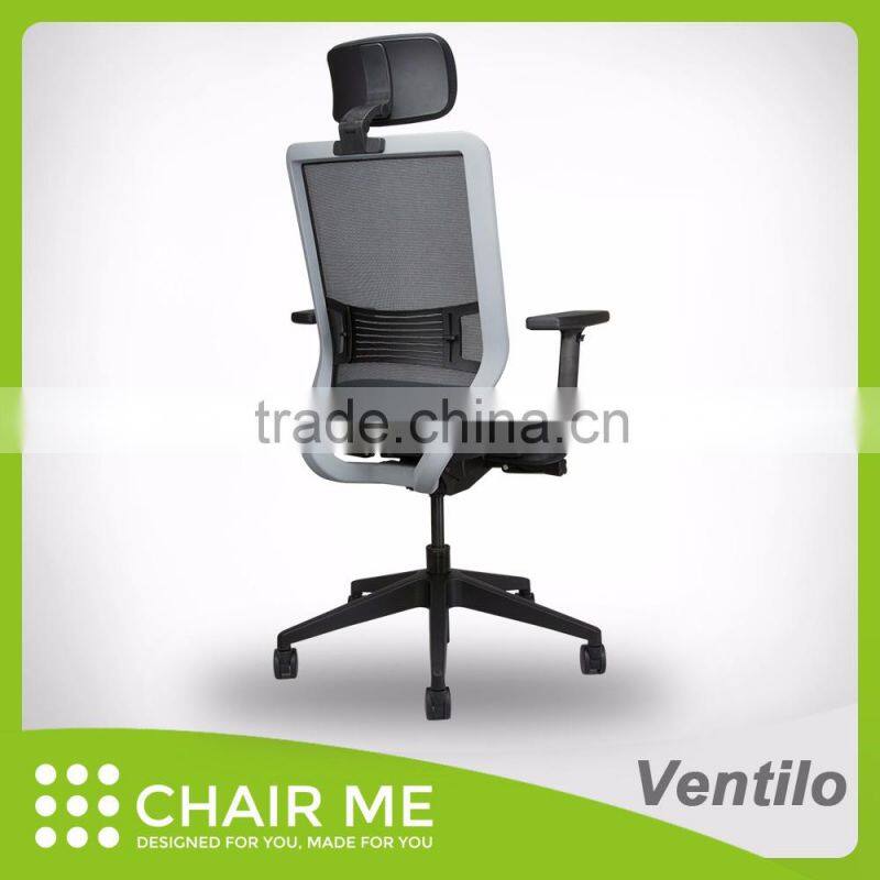 Ventilo black medium back seat slide and adjustable armrest and nylon base mesh chair