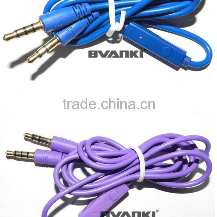 2016 new premium Wholesale China flat wire 3.5mm electrical audio Aux cable with mic bulk buy from china free samples