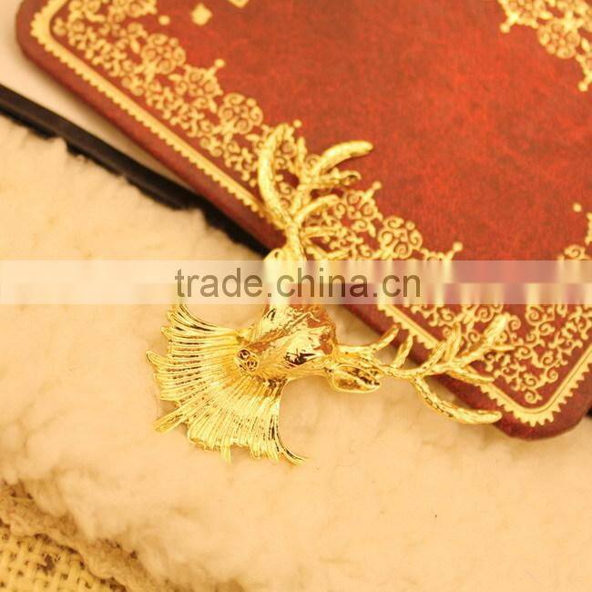 New design metal bronze elk head christmas brooch