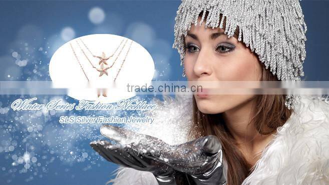 2015 Generous and high fashion 925 silver sister rose gold latest model starfish cubic zircon necklace set for ladies