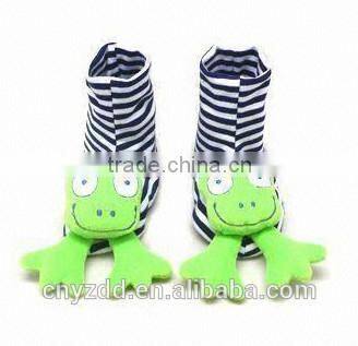 kid's animal nead socks/Soft Toy Head Babies' Booties/ infant baby rattle socks