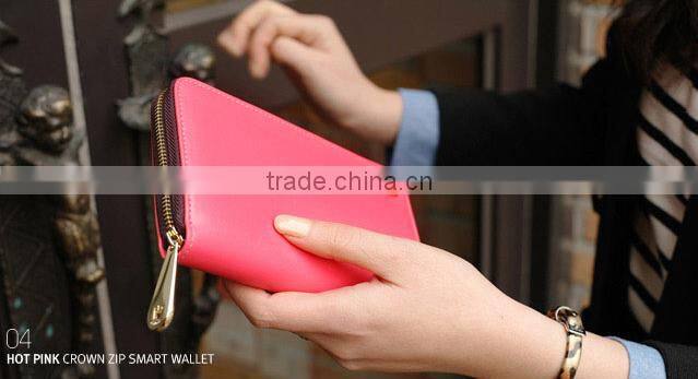 Fashion Crown Multifunctions Women Long Wallet/Leather Phone Bag/Crad Holder/Coin Purse