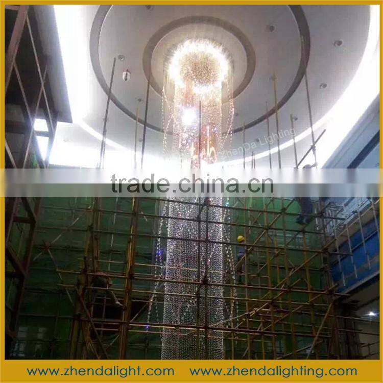 Empire Series Luxury pillar light chandelier with K9 Crystal and LED strip light chandelier for hotel