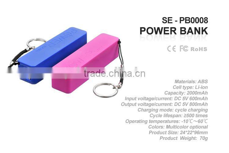 Power Bank Portable Battery Charger w/ Micro USB Cable 2000mAh