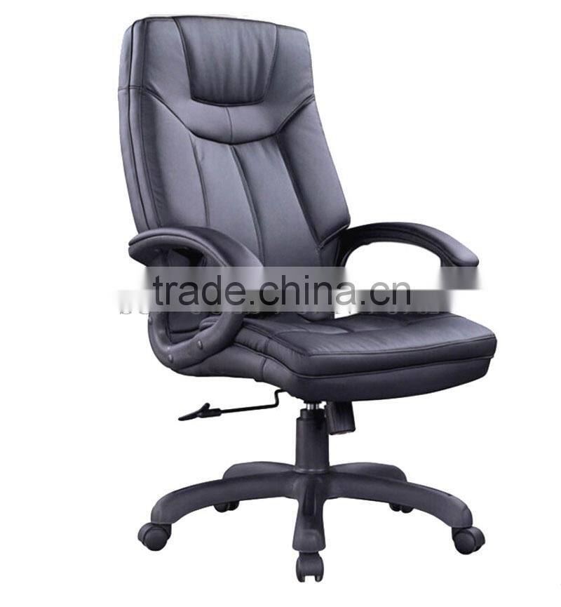 Professional office furniture fixed armrests swivel black leather chair (SZ-OC135)