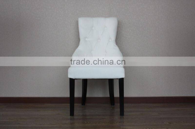 Exquisite wood frame white buttoned tufted Upholstery dining chair