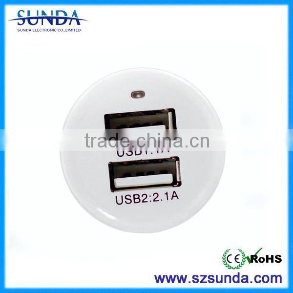 hot sell universal car accessories mini car charger 2 port for mobile devices