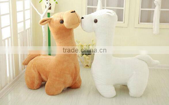 Cute Custom plush white alpaca toy with bow