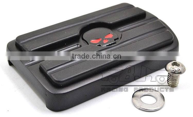 BJ-FP216-052 Skull Large Billet Aluminum Brake Pedal Pad Cover For 1980-up Harley Touring