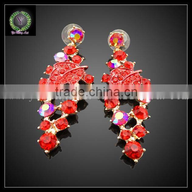 Western fashion jewellery fancy gold plated zinc alloy rhinestone statement necklace turkish jewelry set KHK735