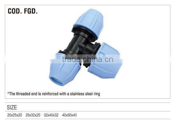 2014 90 TEE WITH INCREASED TAKE OFF PP COMPRESSION FITTINGS