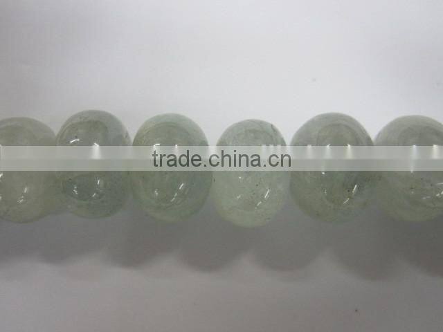 Natural clear aquamarine roundel bead mineral gemstone for jewelry making