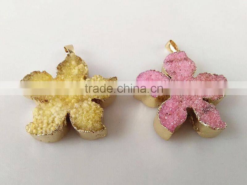In stock druzy stone wholesale gold plated Druzy /Drusy Quartz for Pendant Jewelry