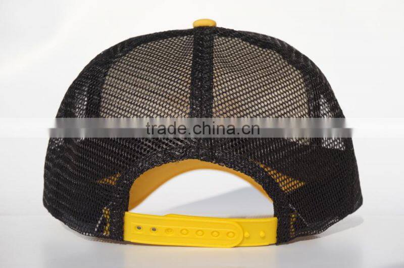Yellow polyester foam snapback hat with string
