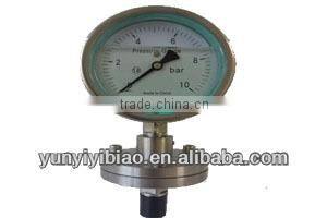 Diaphragm-seal Bourdon-tube connection pressure gauge