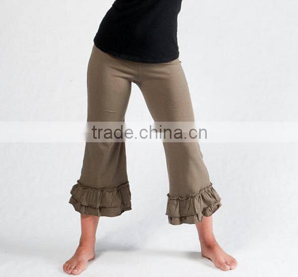Ladies cotton ruffle pants women loose knit pants high quality