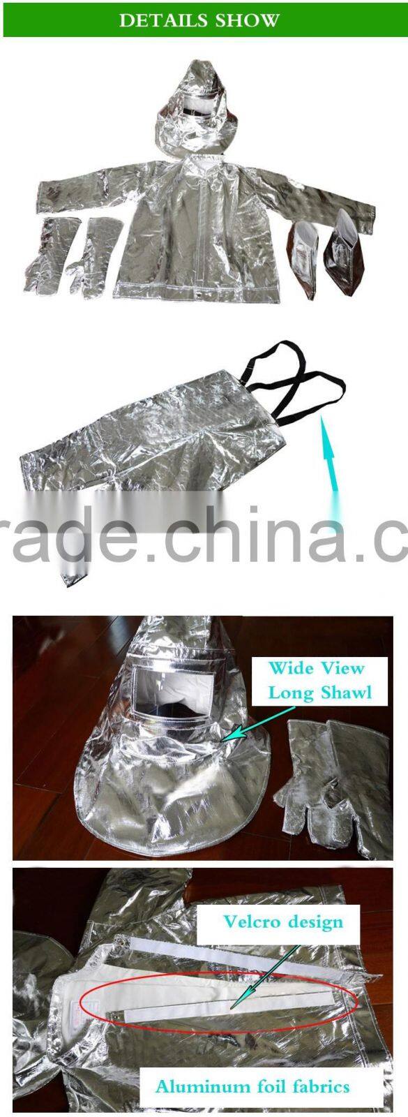 2016 Low price wholesale 500 degrees full protective aluminized fireproof suits