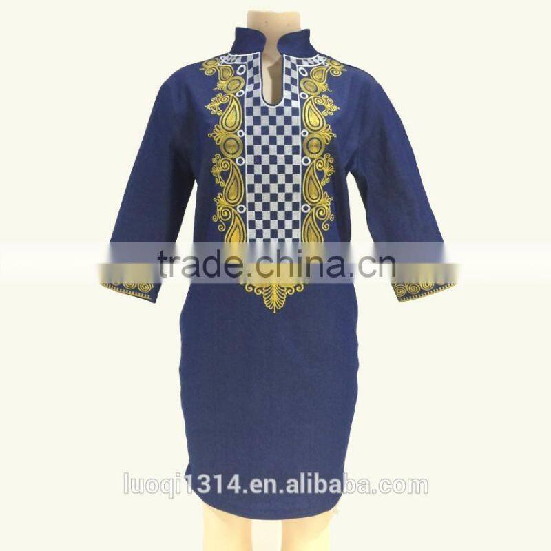 Fashion embroidery design women denim dresses