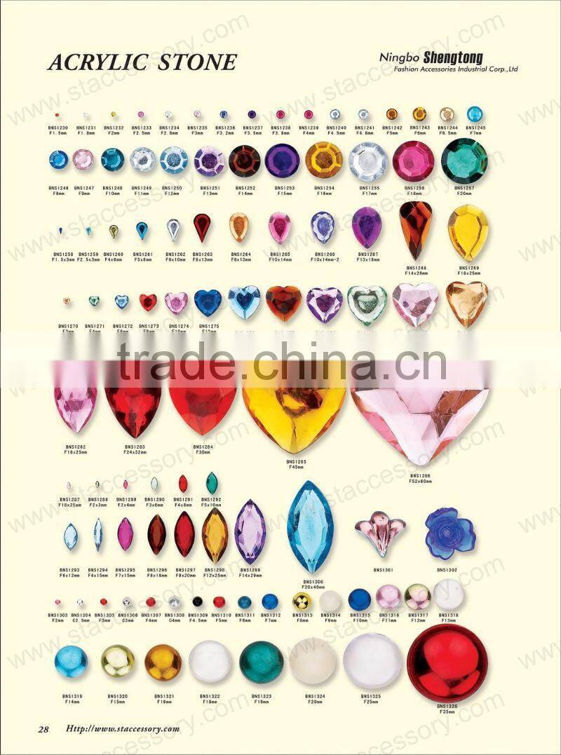 Acrylic stone with metal claw button for jewelry and clothing