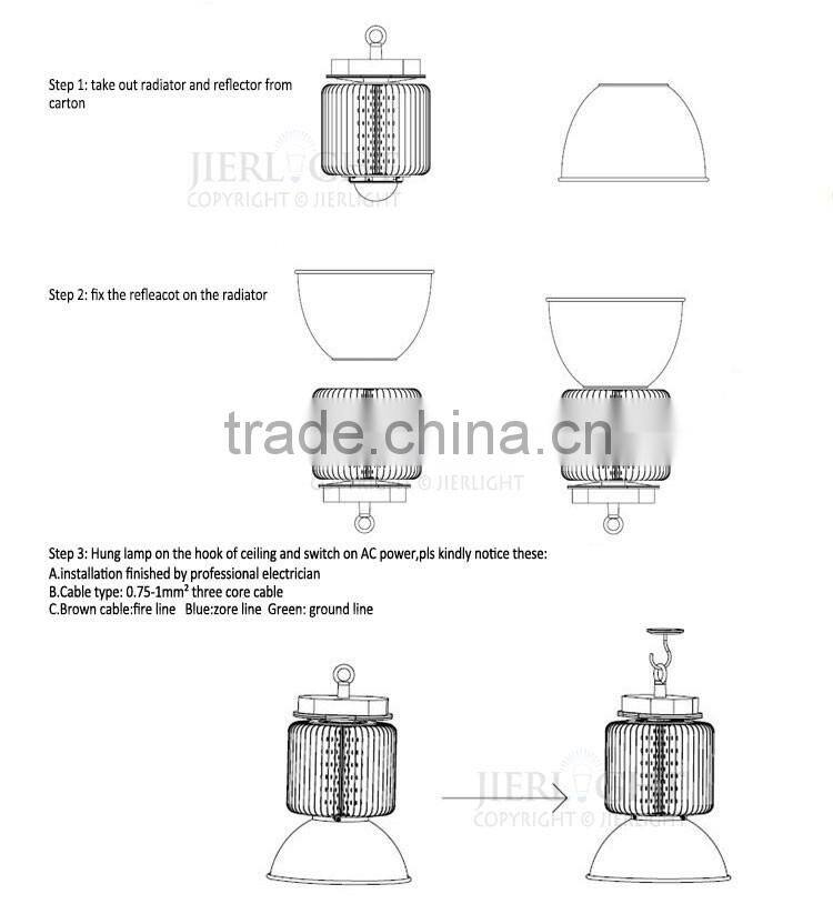 bay lighting for warehouse usage,300w CE approved 5years warrenty led low bays