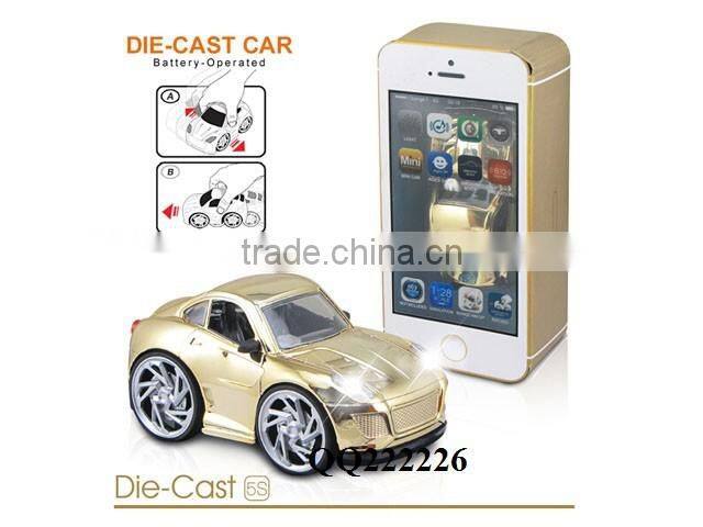 1:28 Hand-Driven Reaction Plated Metal toy car with light &music