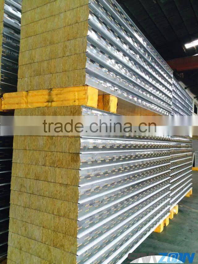 Fireproof and insulated metal faced rock wool sandwich panel for wall board