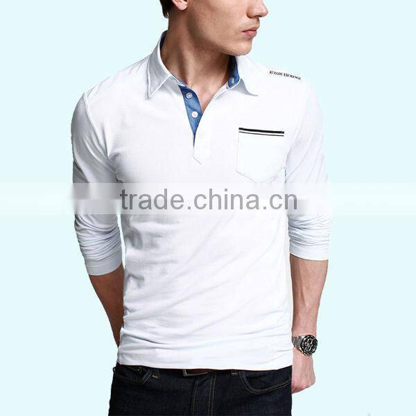 Cheap Plain White Long Sleeve Polo Shirts for Men