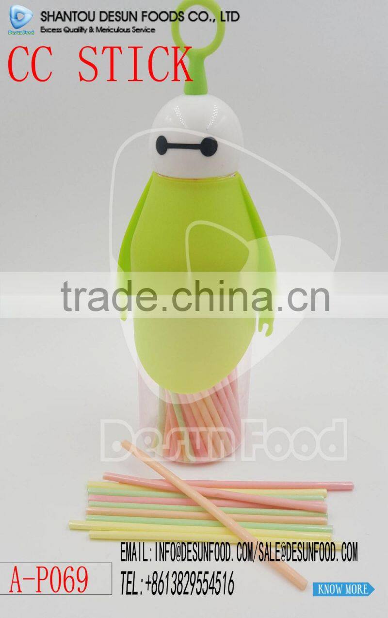 CC stick candy in colorful baymax bottle