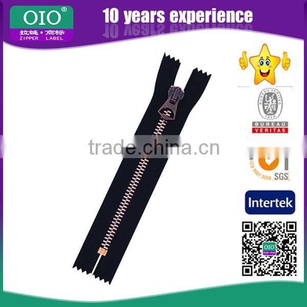 OIO No3 Close-end Gold Teeth Metal Zipper For Garment