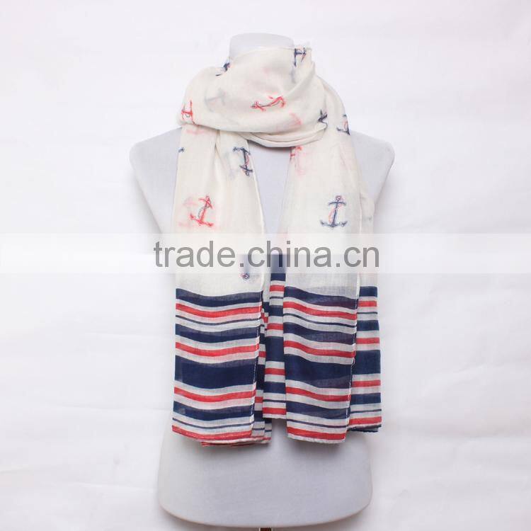 Europe and America 2015 Spring Fancy Anchors Fresh Cotton Scarf for Women ,Fashion Magic Scarf With HIgh Quality