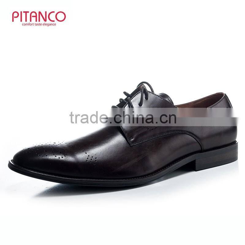 Brand men italian style genuine leather lace-up dress shoes