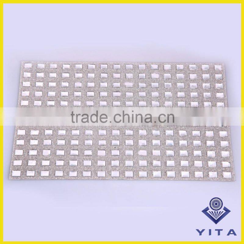 24x40cm Glass Crystal Material Hot Fix Rhinestone Mesh Sheet For lady shoes