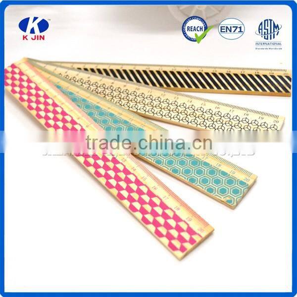 Promotion cheap 15cm wood color printing ruler with custom for kids