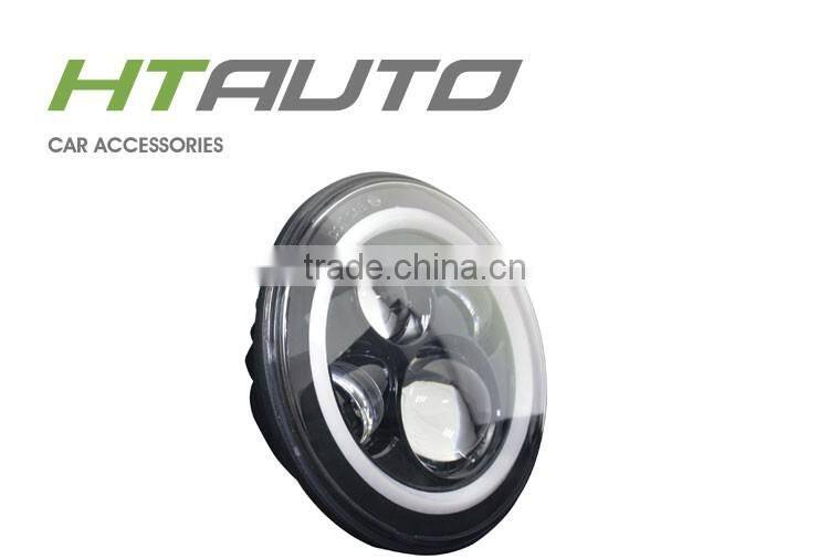 HTAUTO LED Auxiliary Work 7" Round Led Headlight All Round Halo Ring Motorcycle Spotlight Daymaker Headlight for JEEP Harley