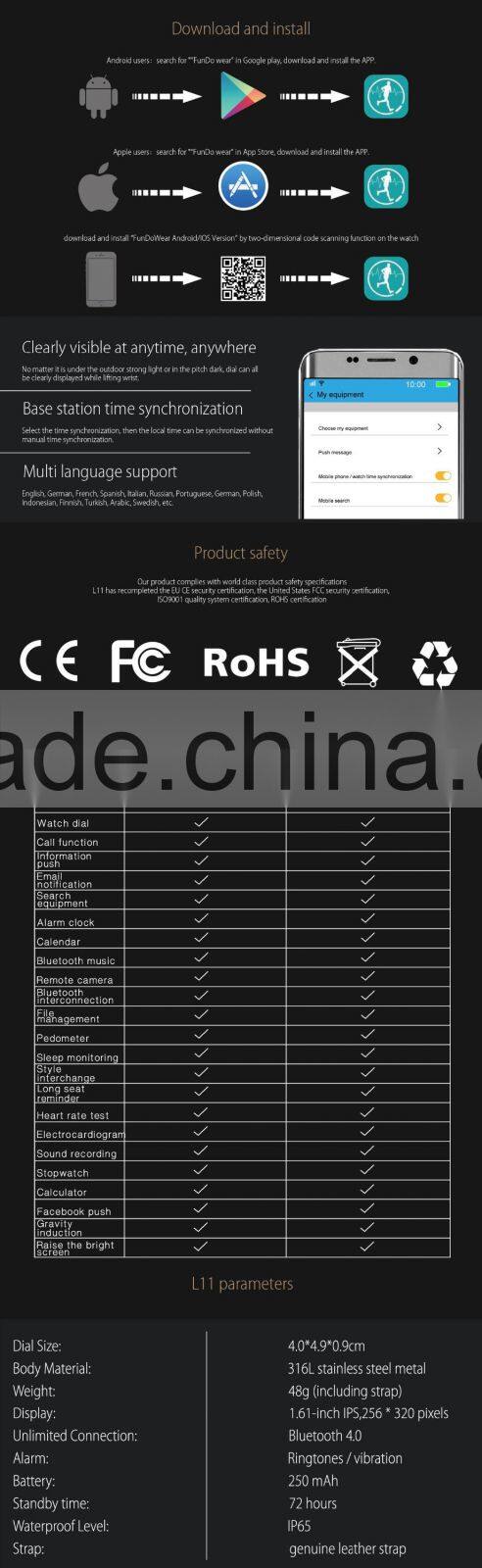 2016 New Smart Watch IP65 Waterproof with Heart Rate Monitor Smartwatch Premium