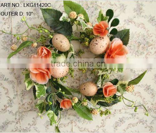 2014 New 10" Artificial Polyster Rose with Eggs Easter Wreath