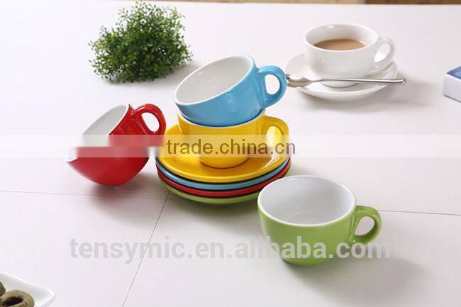 color glazed ceramic cappucino coffee cup
