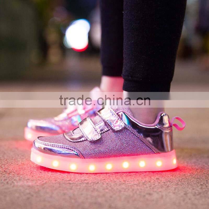 Hot selling led light kids sneaker shoes with USB charge breathable kids casual shoes