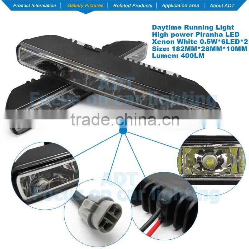 2X Bright 6LED 12V Super White Car Driving Lamp Fog DRL Daytime Running Light