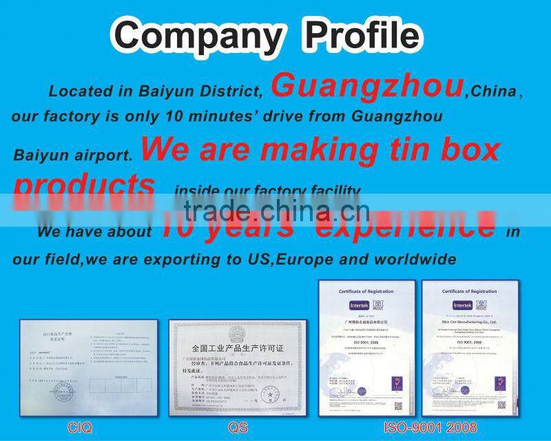 2016 Hot sale beautiful design decorative tin box metal tin box