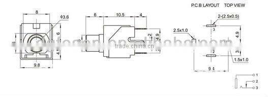 3.5mm diameter earphone jack PJ30010B