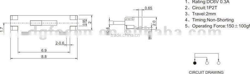 electronic slide switch/ power slide switch MK-12D03