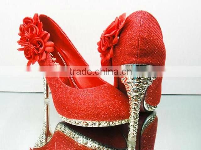 New Arriva Flowers Red Bridal Wedding Shoes(WS-5006)