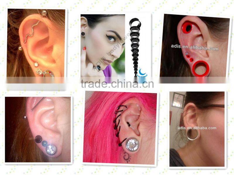 Cute Pretty Girls Red Flower Shape Tranparent Glass Ear Plugs