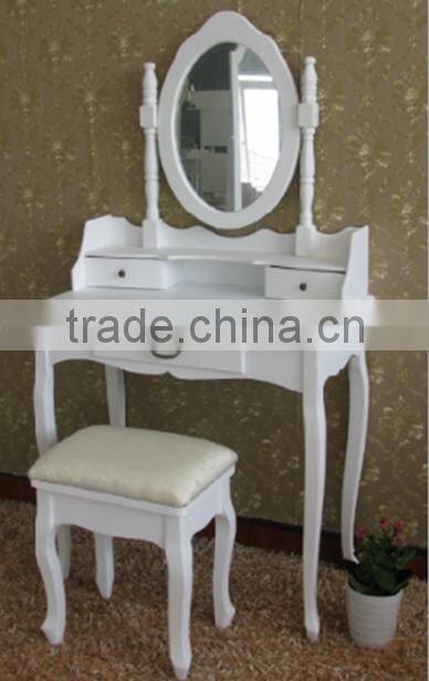 Modern luxury fashinal wooden dresser / white Top selling high-end French dressing table with drawers