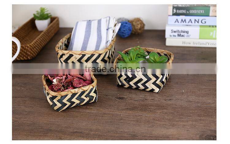 Bamboo woven mini desk storage basket