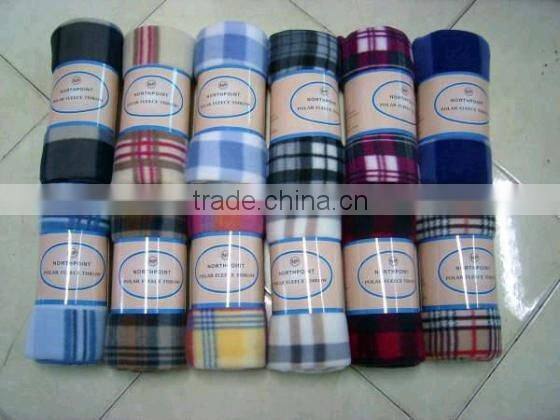 Cheap printed polar fleece blanket with pape belt