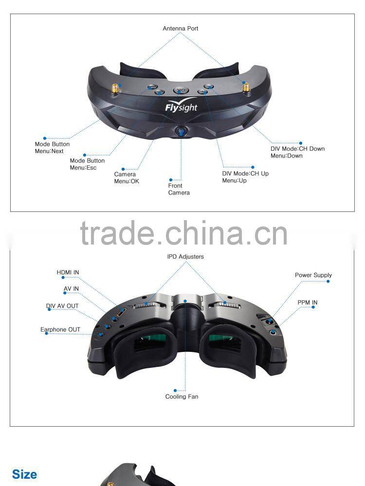 Flysight SPX02 5.8GHz FPV Video Wireless RX w/ headset&front camera compared with FatShark Attitude V2 Video Goggles